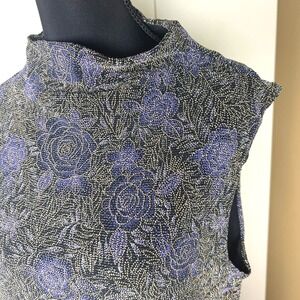 VTG JKLA Medium Floral Metallic Sleeveless‎ Mock Neck Blouse Whimsigoth Fairy